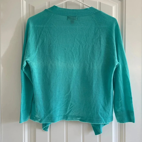 Worthington Teal Lightweight 3/4 Sleeve Flyaway Cardigan Size  Petite Large - Picture 2 of 7